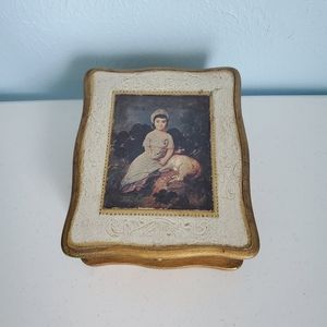Vintage Mele wooden music jewelry box